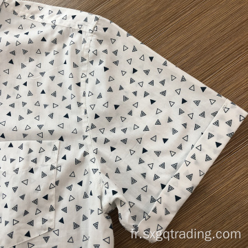 Chemise imprimée à manches courtes pour homme 100% coton brodé